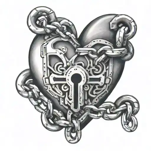 Heart With A Lock And Chain Wrapped Around