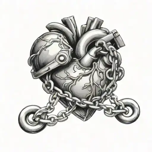 Human Heart With A Lock And Chain Wrapped Around