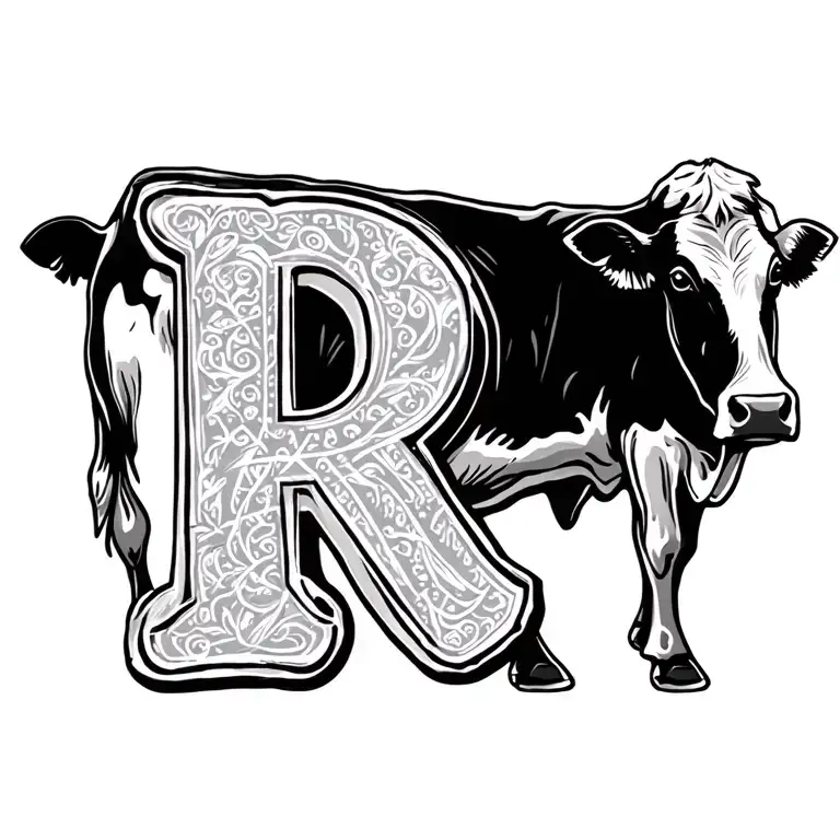 Cow Tag With The Letter R