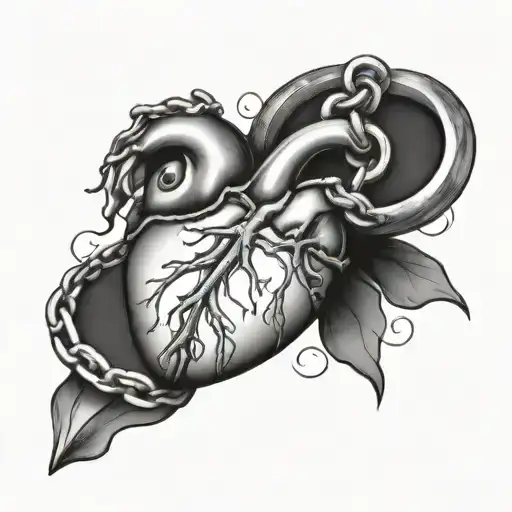 Human Heart With A Keyed Chain Wrapped Around It