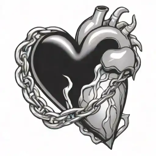 Human Heart With A Chain