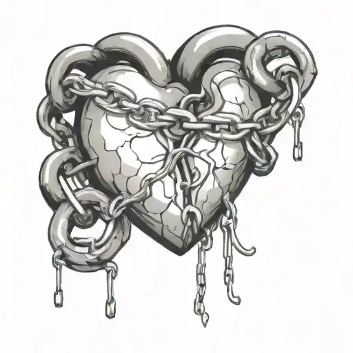 Human Heart With A Chain Wrapped Around It And A Lock