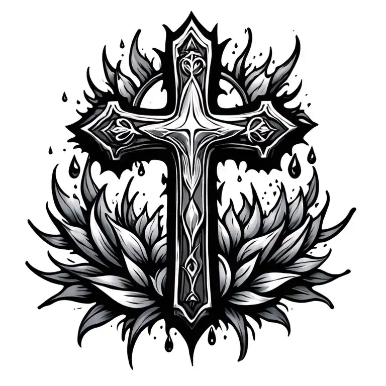 Religious Cross With Drop Shading