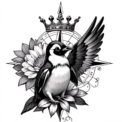 Crown Compass Penguin Dahlia Wings Puzzle