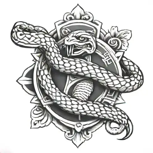 Snake Around Police Badge Intertwined