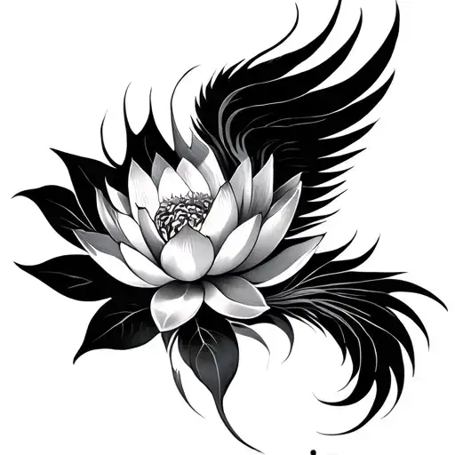 Phoenix And Lotus Flower