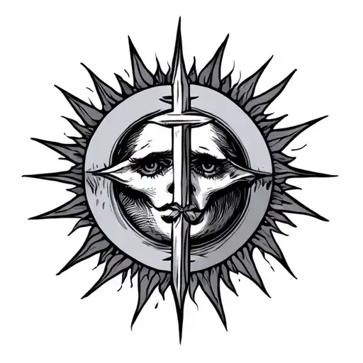 Fine Line Cross With Sun Above It