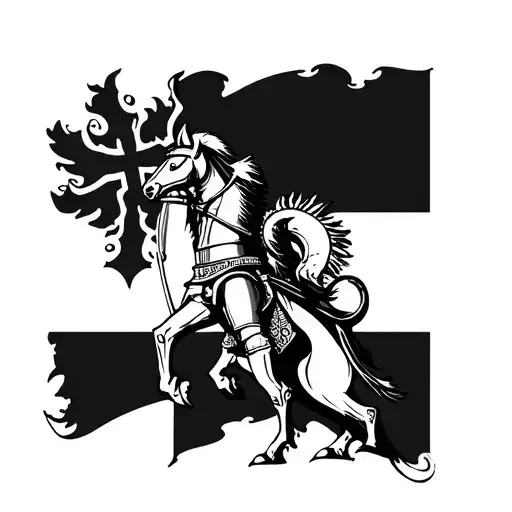 St George In Armor With England Flag As A Background