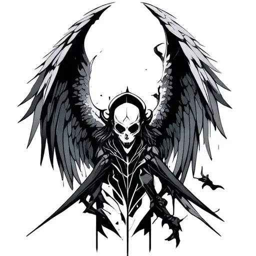 Angel Cyber Sigilism Filler For Forearm Sleeve Tattoo Horror Geometric