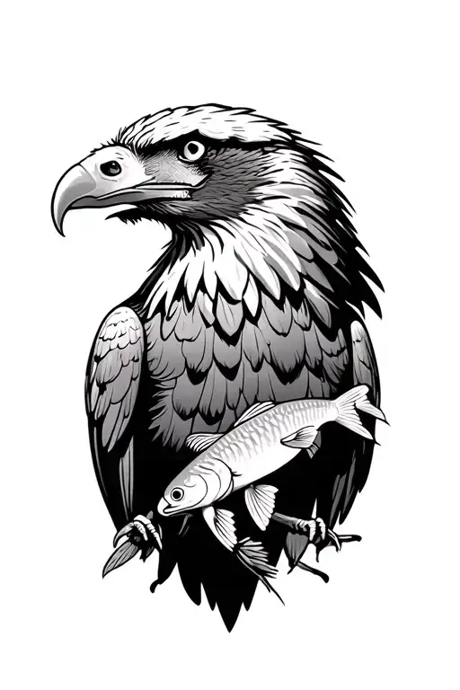 Eagle With Fish In Mouth