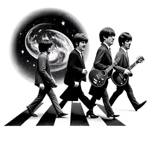 Beatles Walking On Abbey Road With Across The Universe On Chest