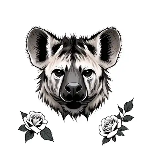 Hyena Head With Roses As Fur