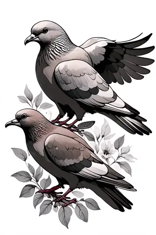 Doves Snuggling And Standing