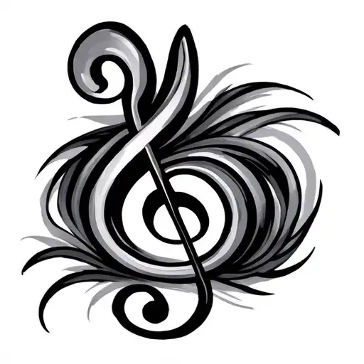 Treble Clef With Wavy Ledger Lines