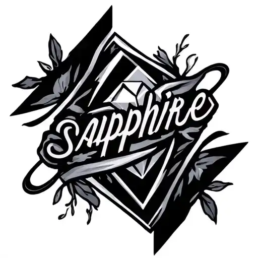 The Name 'Sapphire' With A Single Diamond Shaped Line Outlining
