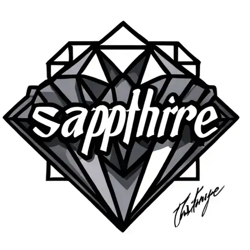 The Name 'Sapphire' With A Single Diamond Shaped Line Outlining Basic