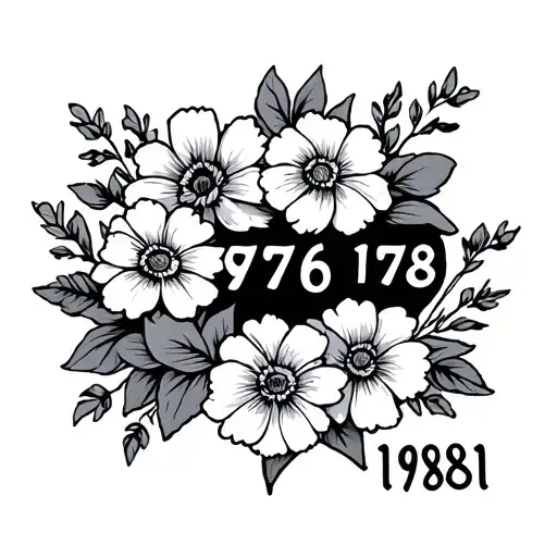 The Dates 1976 And 1981 With Flowers Around It