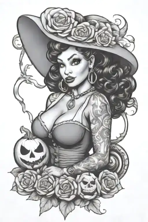 Chubby Halloween Pin Up Girl Black Girl Fro