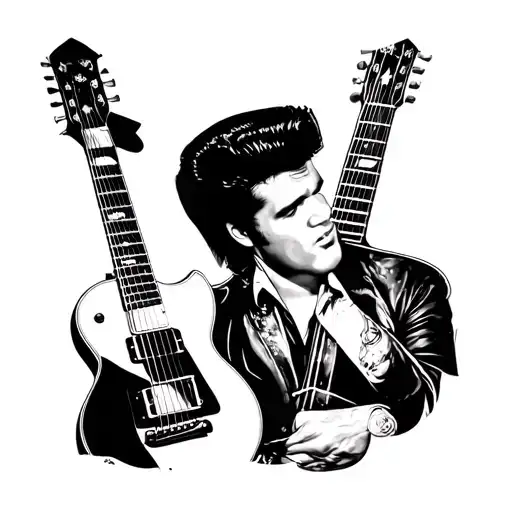 Elvis Presley Face On A Guitar