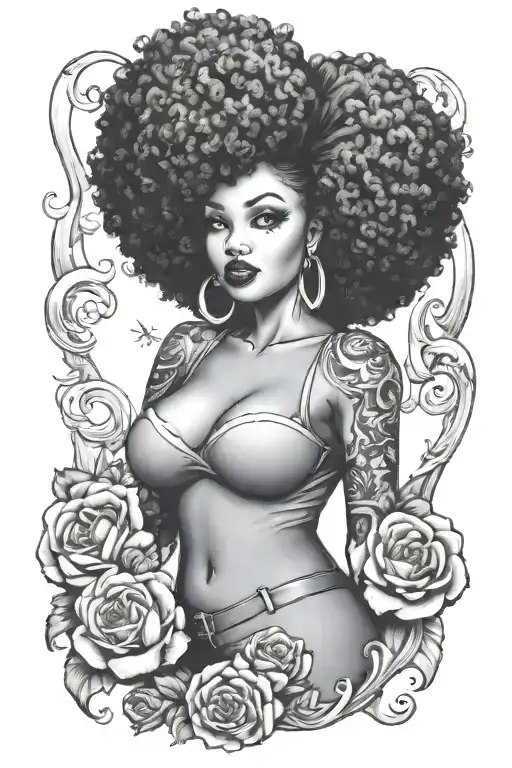 Chubby Halloween Pin Up Girl Black Girl Afro