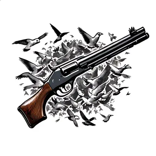 Winchester Rifle Surrounded By A Flock