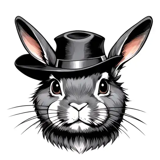 Cunning Rabbit Face With Hat
