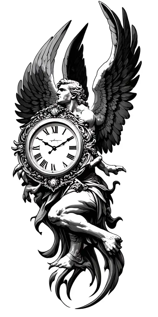 Clock With Male Guardian Angel
