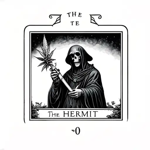 The Hermit Tarot Card Featuring Grim Reaper Holding A Bong