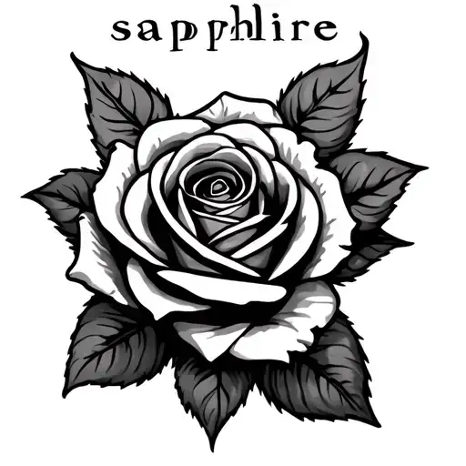 The Name 'Sapphire' With A Rose Intertwined