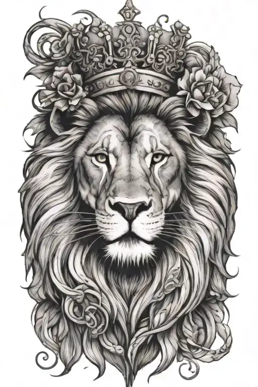 Bohemian Lion Wearing A Crown