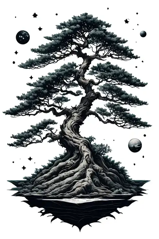 Bonsai Tree In Space Themed