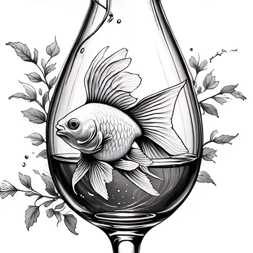 Goldfish In Wine Glass Bottle