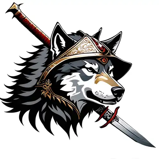 Wolf Samurai Helmet Sword Snow