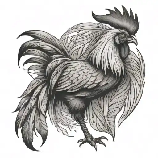 Rooster With Marijuwana Feathers Hanging