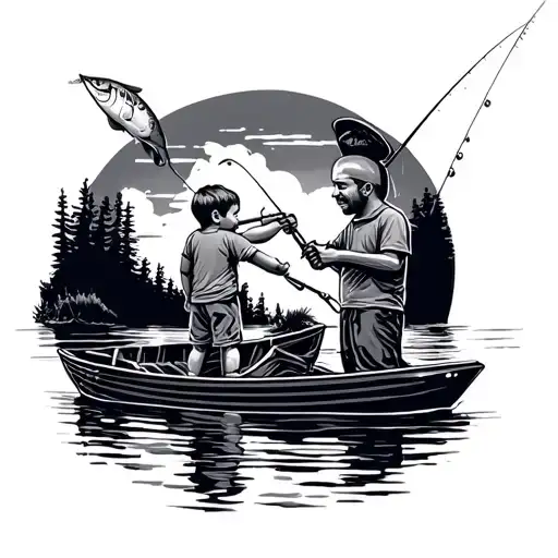 Kids Fishing With Dad
