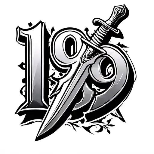 Can U Show A Bunch Of Examples Of 1999 Tattoo With Dagger As The 1 Going Through The 9S