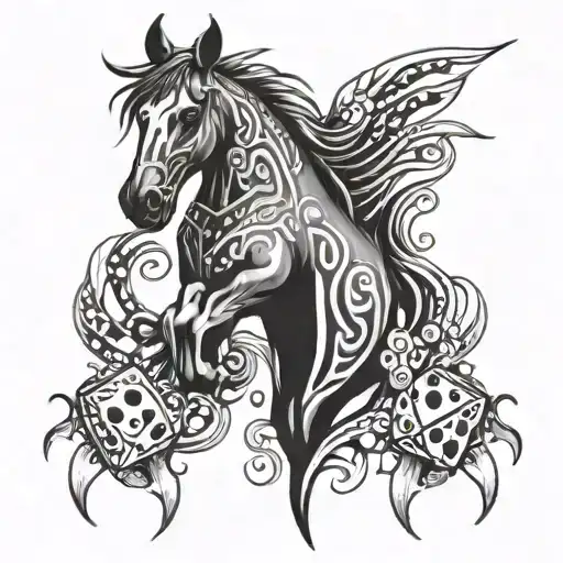 Irish Tribal With Horses Head And Dice Rolling