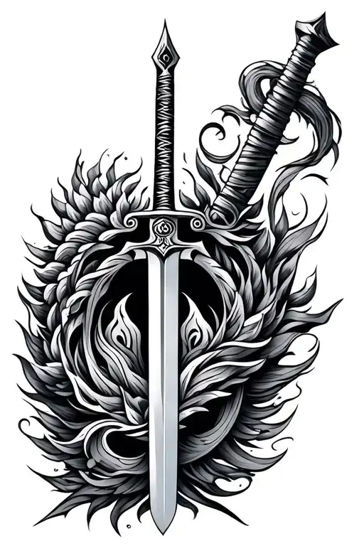 Maori Full Forearm Sleeve Outside Main Line Inside A Sword