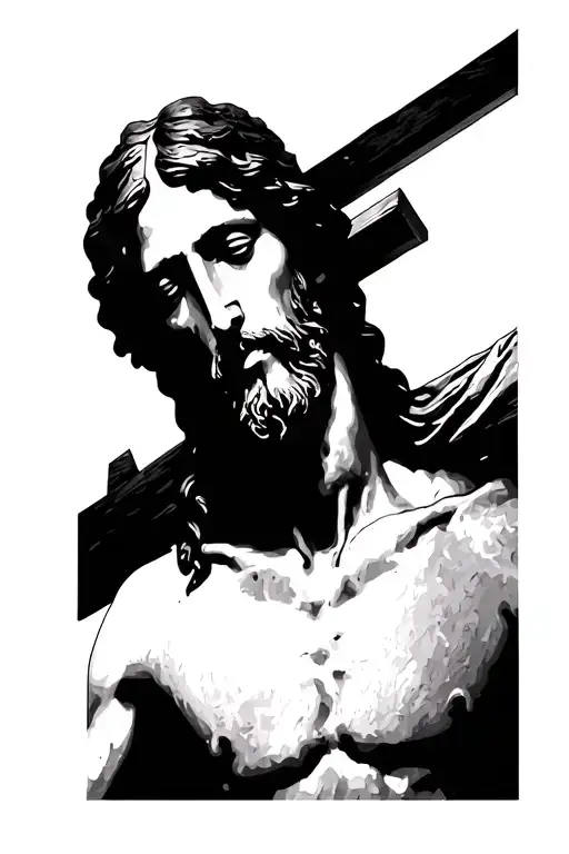 Artistic Salvador Dali Style Outline Christ On The Cross Blurred No Face Detail