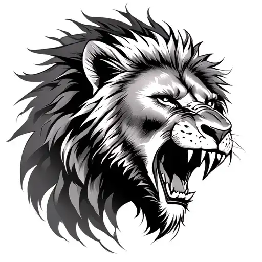 Gladiator Side Look With A Lion Roaring