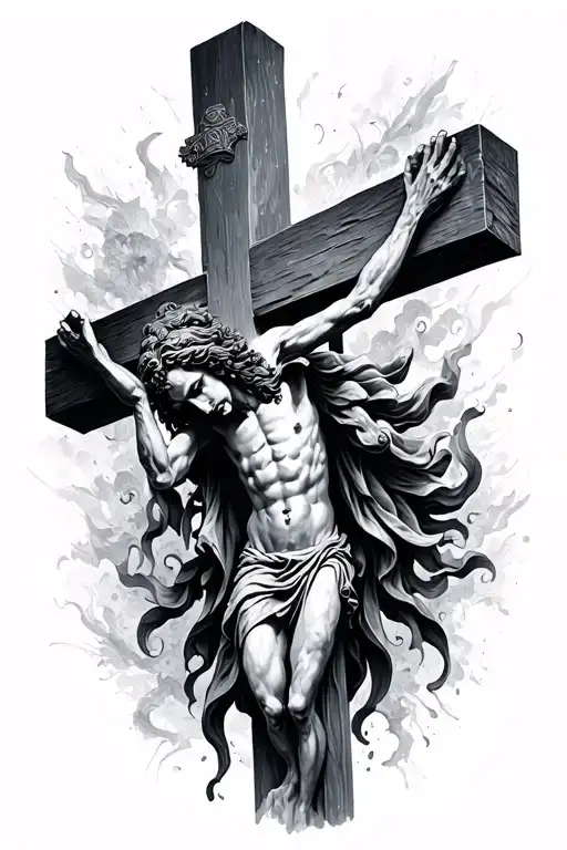 Salvador Dali Style Of Cross With Christ