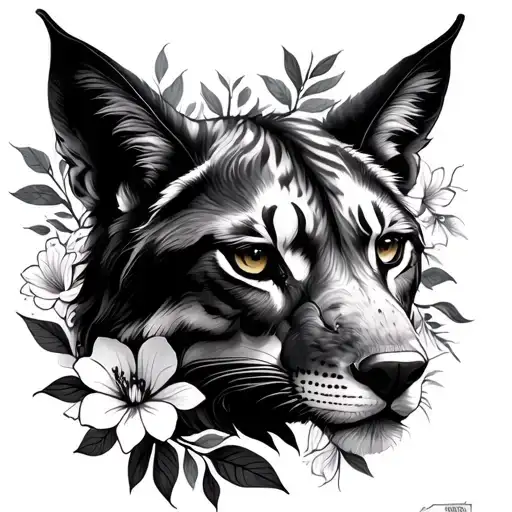Animal And Floral Sleeve Tattoo Featuring