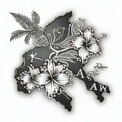 Hawaiian Islands With Names Written