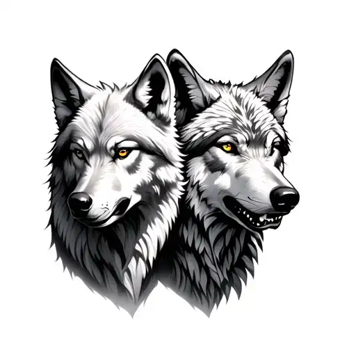 Two Aggressive White Wolves Repentant