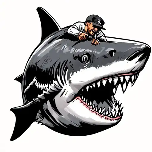 Cholo Gangsta Riding Shark