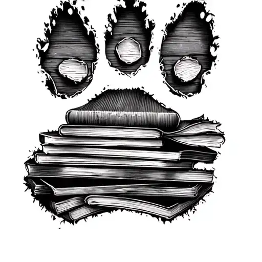 Paw Print Made Out Of Books Stacked Together