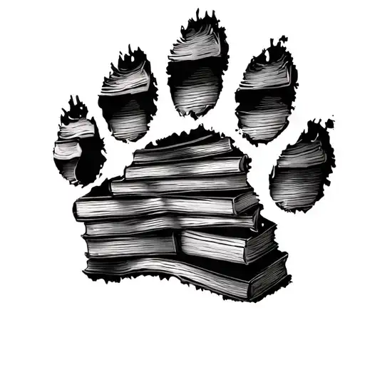 Paw Print Made Out Of Books Stacked Together Like A Cartoon