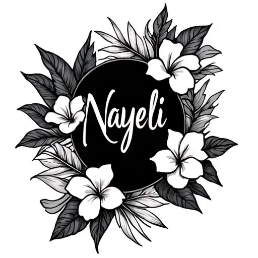 The Name Nayeli With Tropical Flowers
