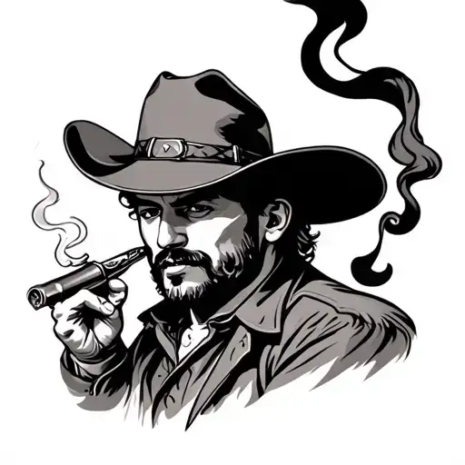 Cowboy Smoking With A Western Style