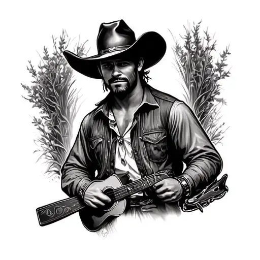 Cowboy With A Western Style Background